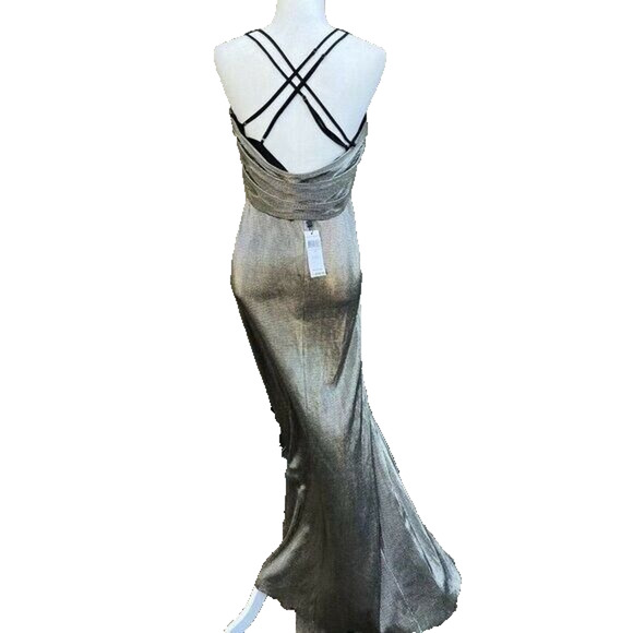 BCBG max dress maxi size 8 women v-neck gold prom wedding A000283 - Picture 6 of 9